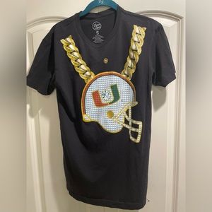 University of Miami Hurricanes T-Shirt  Adult Small Gray U Bling